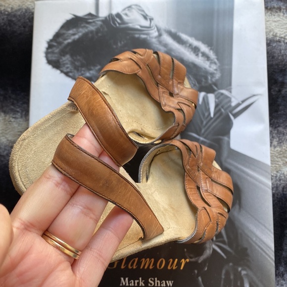 Prada Milano Strappy  Heel Slides | Color: cognac brown leather | Size: 38 1/2 - Picture 5 of 10